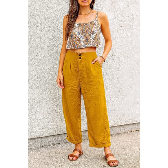 American Threads Wide Legged Cuffed Rayon Barrell  Pants M - Picture 1 of 7